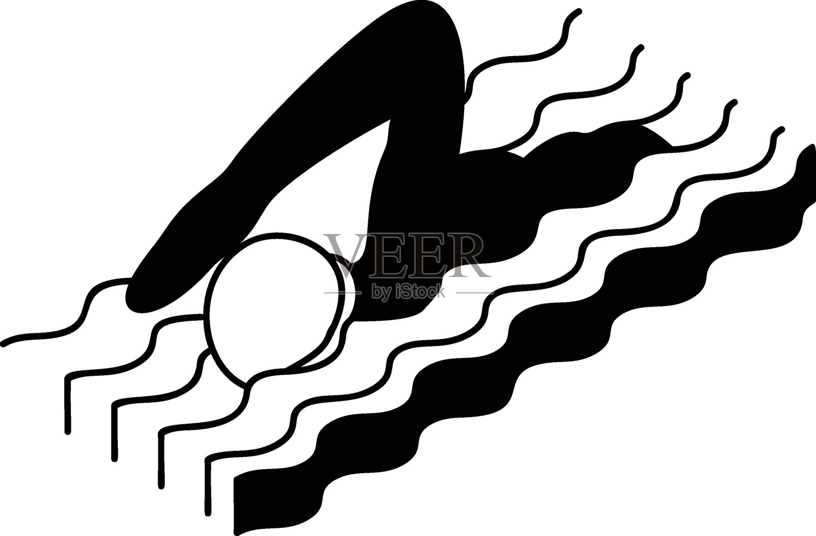 在水中移动身体的人等距矢量图标,健康生活方式符号,身体锻炼标志,循环训练设备插图,游泳爱好概念插画图片素材