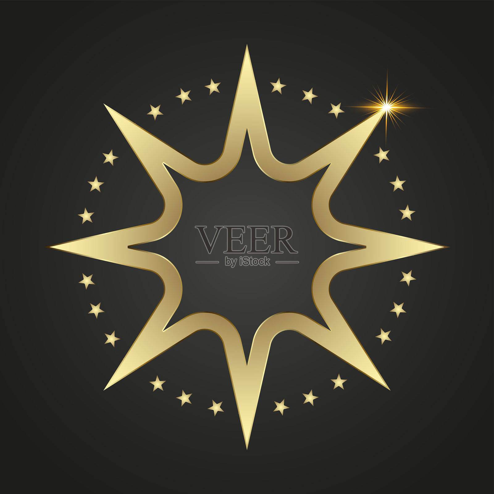 奢华的高端八角星,金色线条勾勒,背景为深色渐变,适用于选项级别,顶级高档,特殊元素,高端,横幅矢量插图设计。插画图片素材