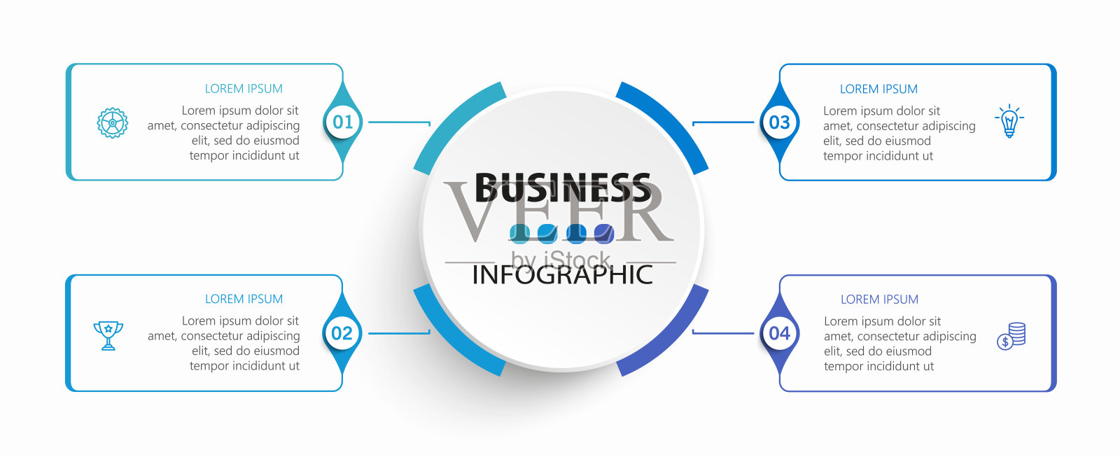 商业矢量信息图模板,包含4个选项或步骤插画图片素材