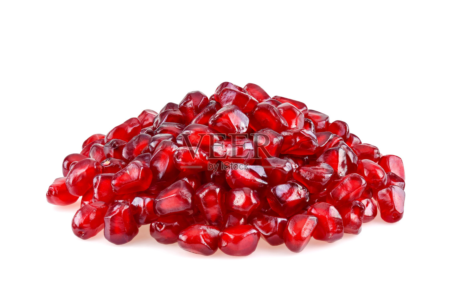 石榴。新鲜的生果籽在白色背景上孤立。照片摄影图片