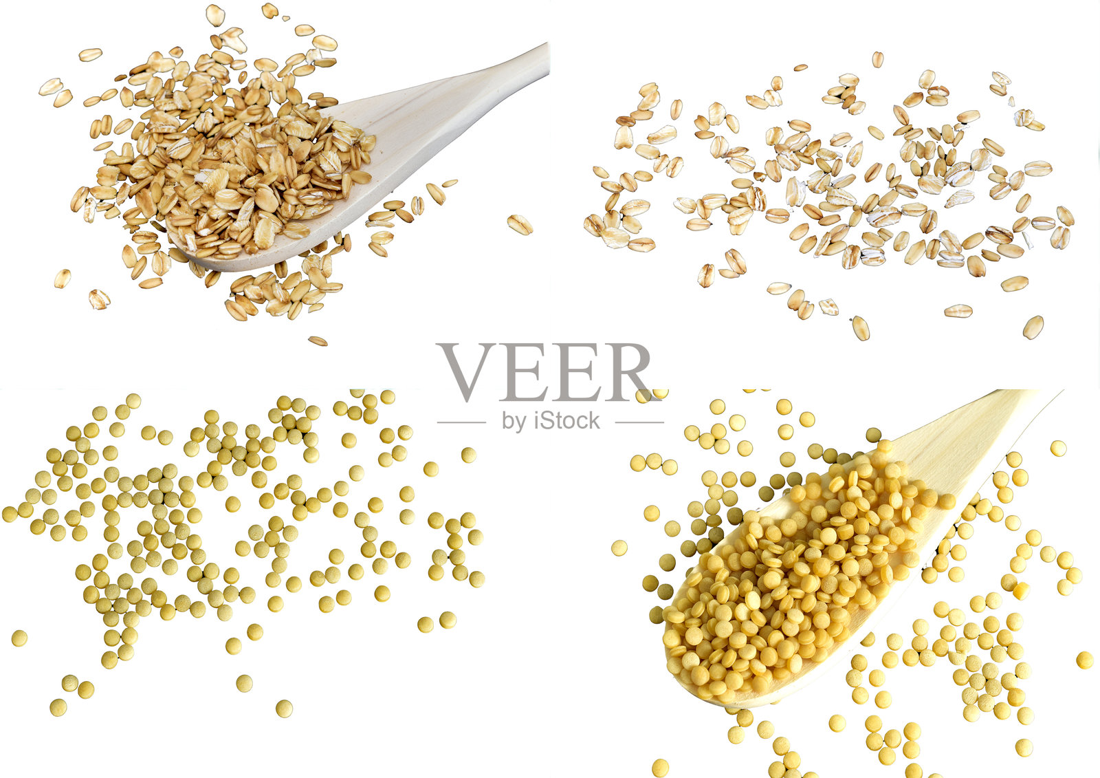 以谷物为主题的四张照片拼贴。照片摄影图片