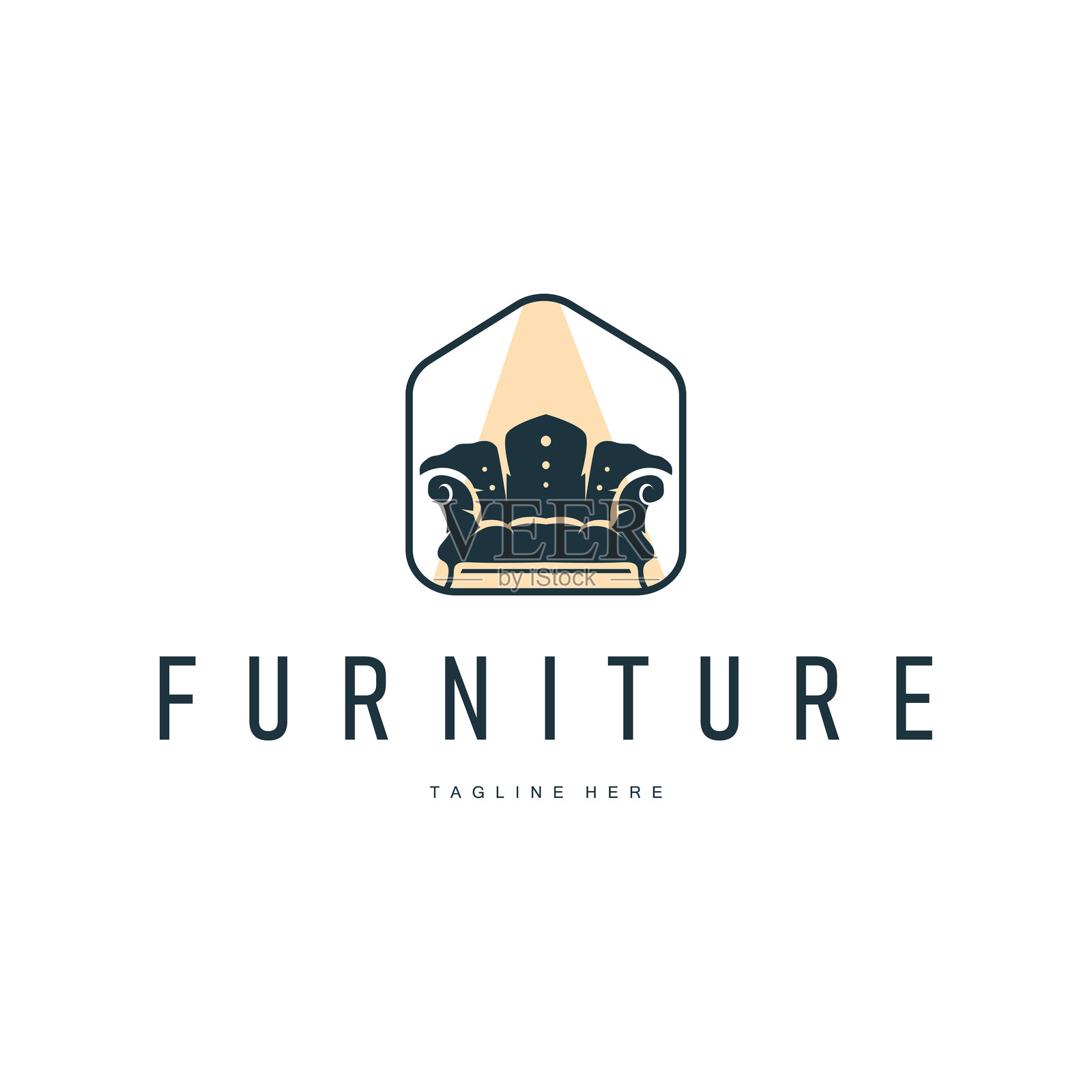 家居家具标志设计,简单黑色剪影概念,沙发椅插图符号插画图片素材