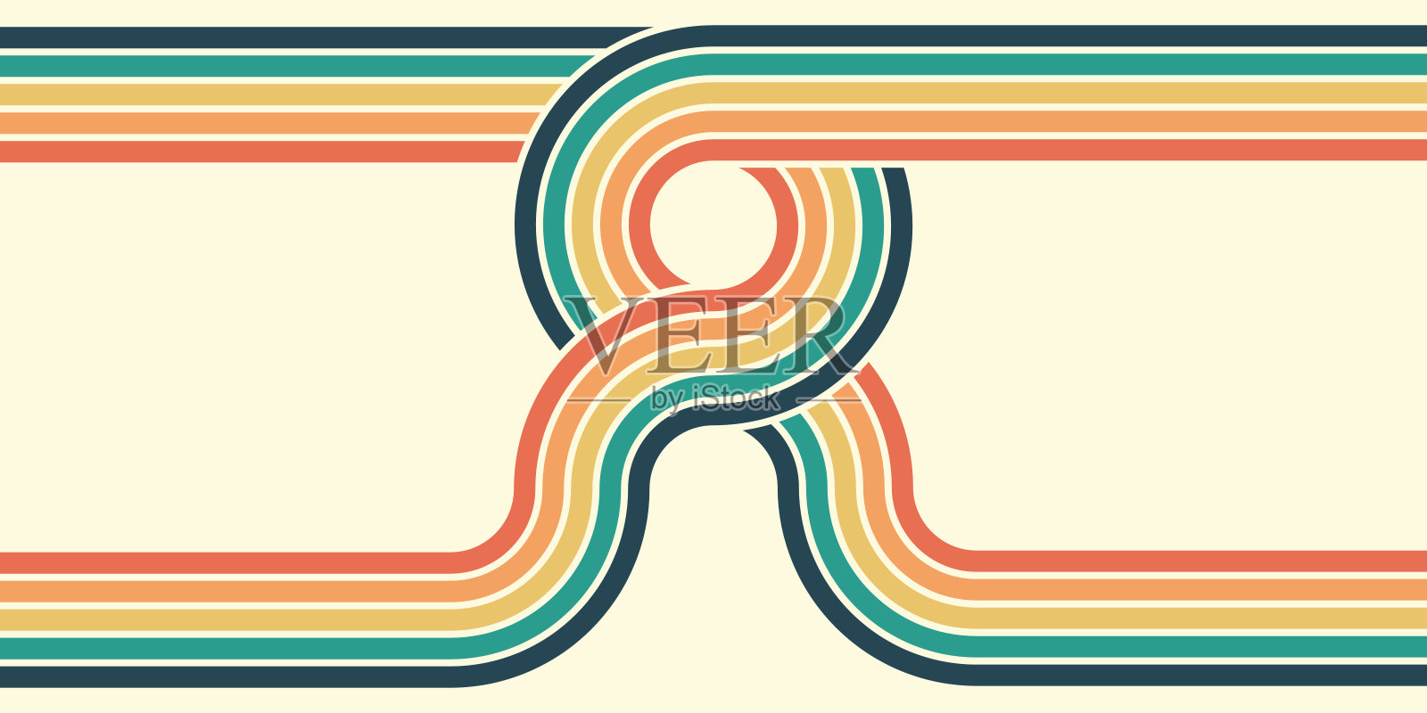 复古未来主义海报设计,时尚的复古线条风格。现代艺术海报,复古怀旧风格,70年代条纹背景模板,线条形状矢量设计。插画图片素材