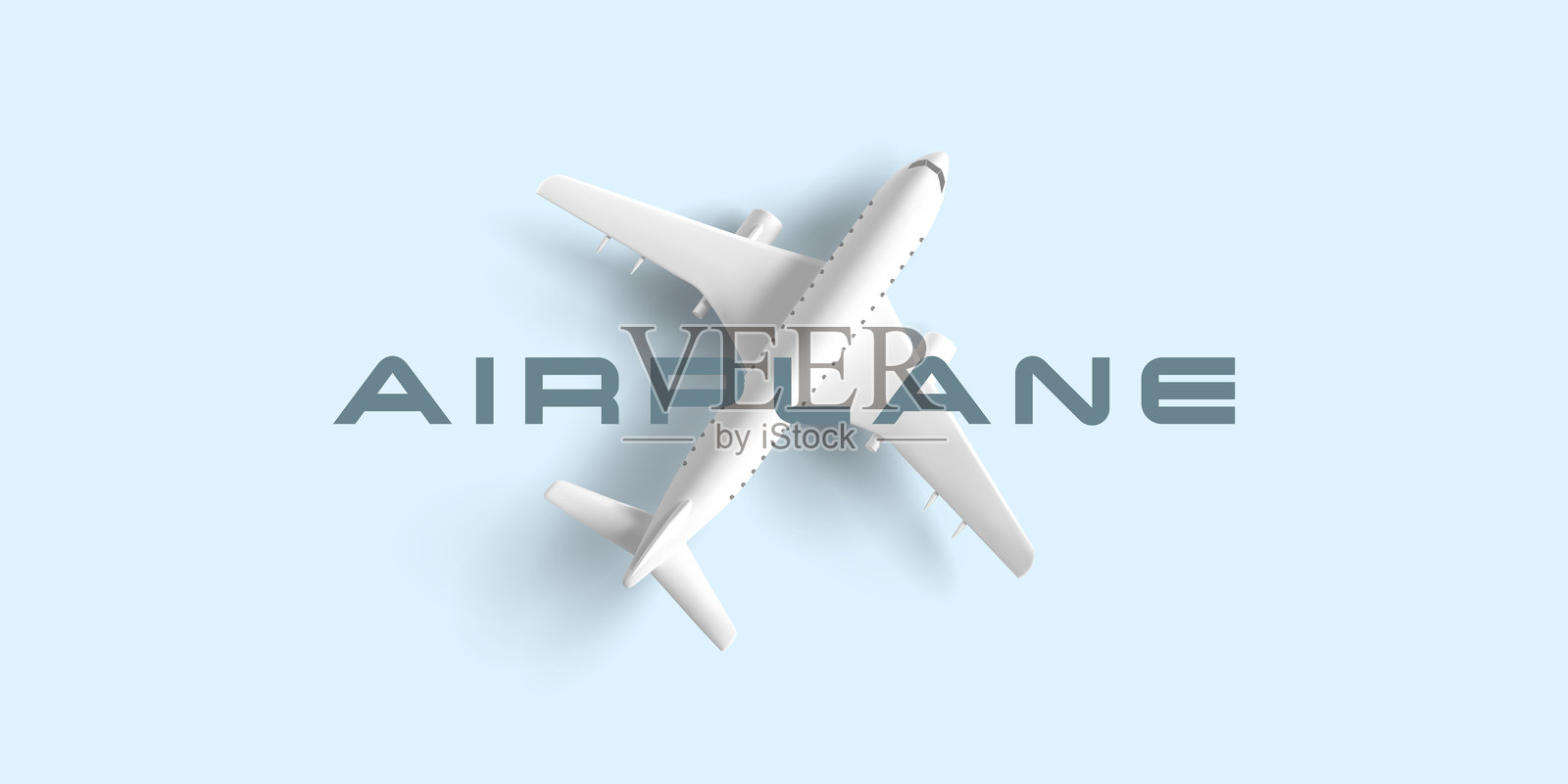 3D飞机,客机,俯视图。现代广告横幅,用于宣传客运和商业运输公司、品牌推广及促销活动。矢量插图。插画图片素材