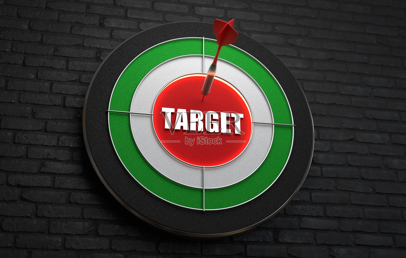 箭矢击中靶子,目标概念。3D插图照片摄影图片
