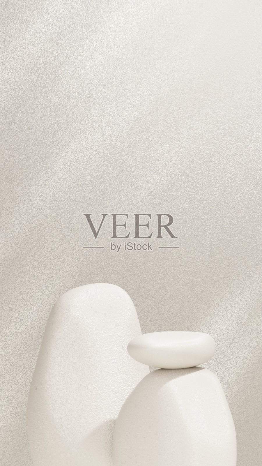 背景展示了一个岩石石台,上面投射着植物的阴影在灰色墙壁上,旨在用于产品展示。非常适合作为展示护肤品或化妆品的肖像模板。照片摄影图片