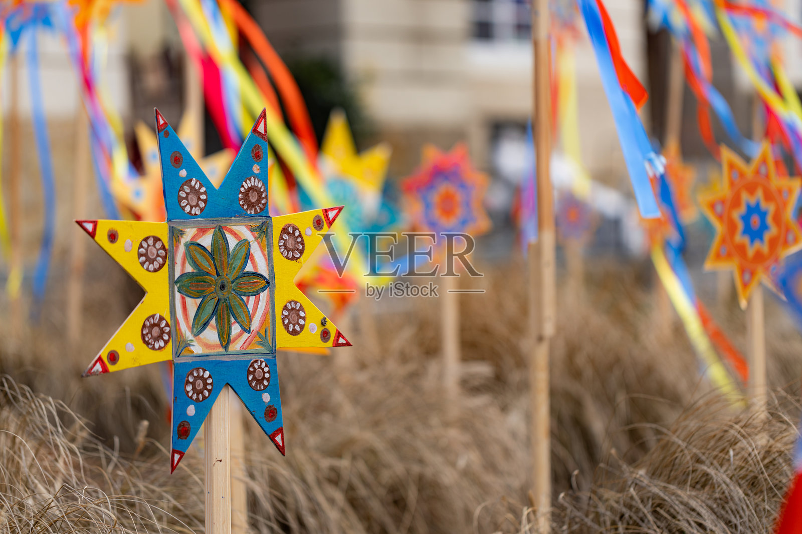 乌克兰国家圣诞星装饰照片摄影图片