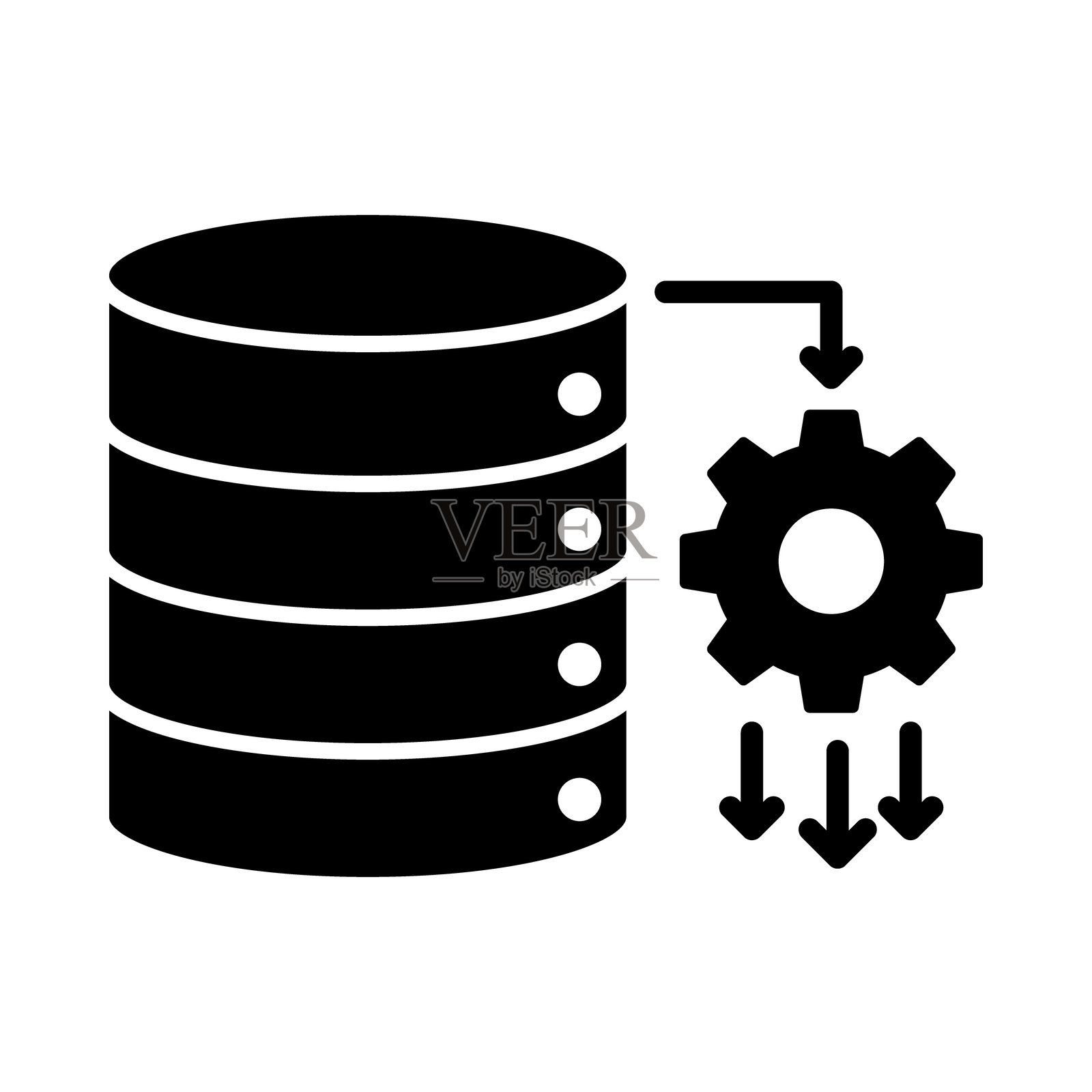 数据处理 - 数据库和设备代表数据的转化与结构化插画图片素材