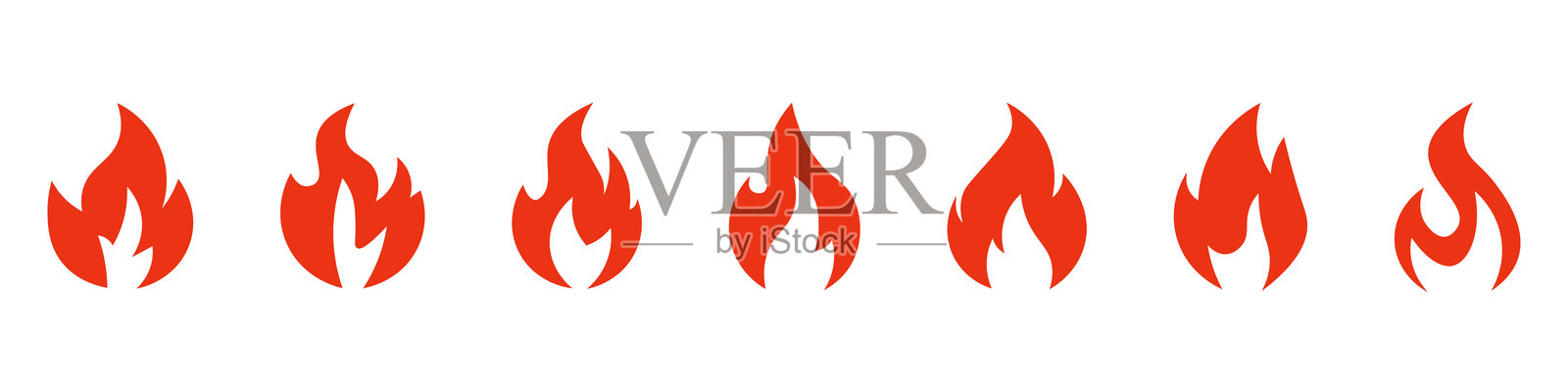 火焰图标。火焰图标集合。扁平风格。矢量插图。插画图片素材