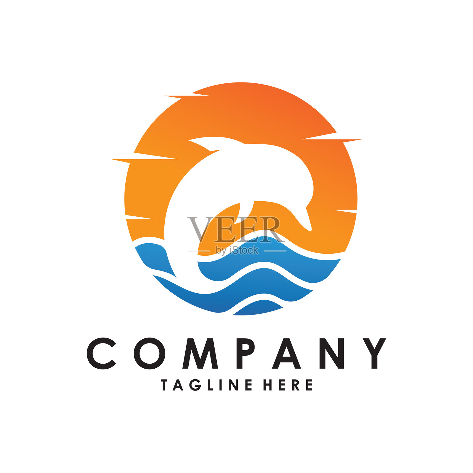 创意设计的矢量海豚标志插画图片素材