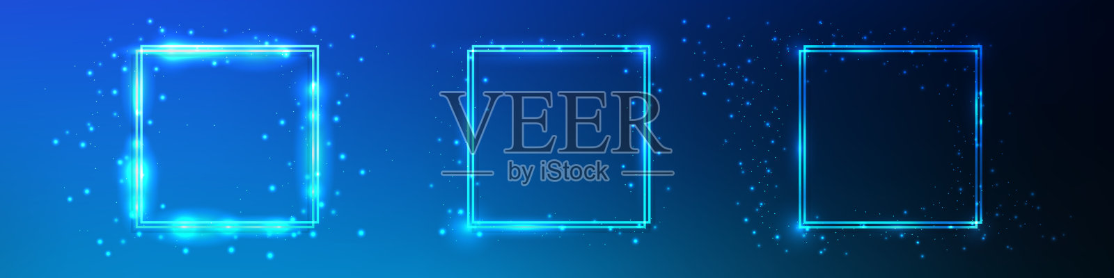 霓虹双方框带闪光效果插画图片素材