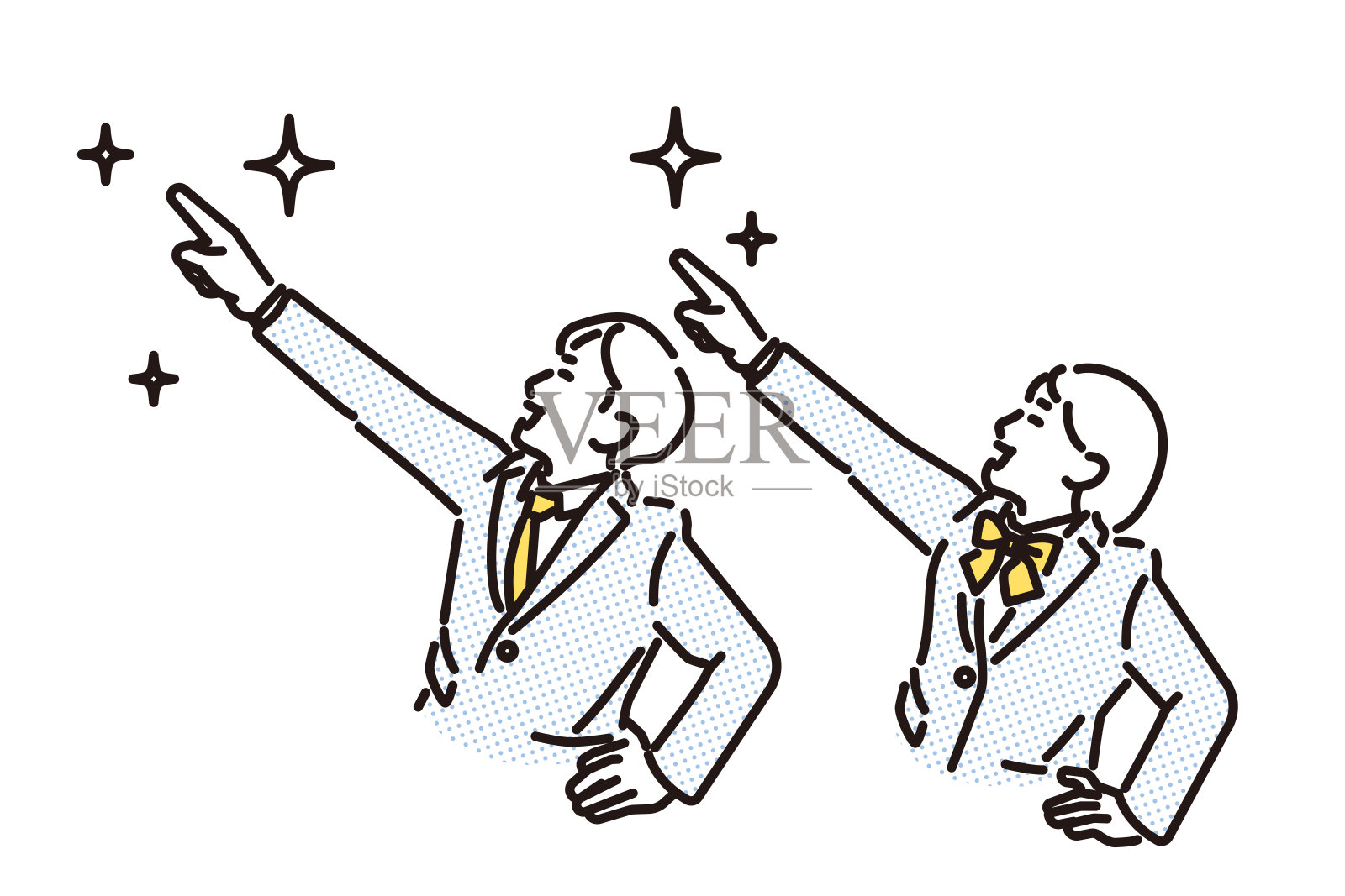 男学生和女学生指向未来的插图插画图片素材