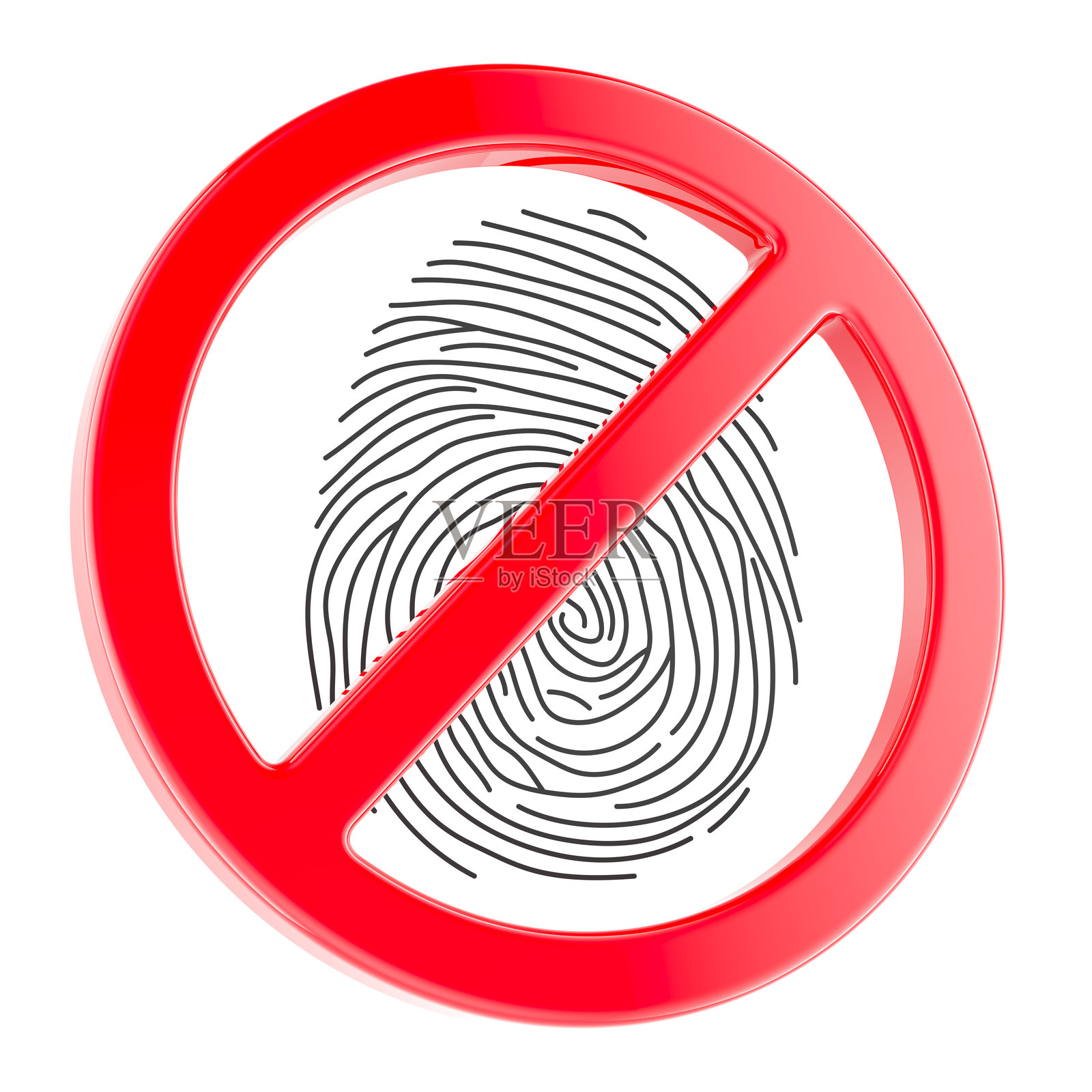 带指纹的禁止标志。3D渲染。照片摄影图片