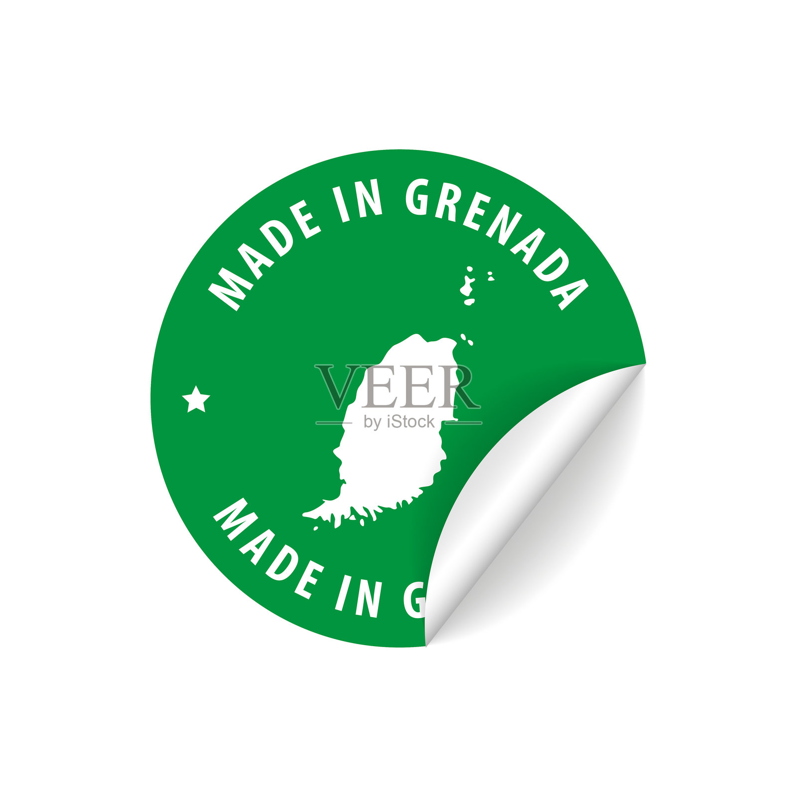 格林纳达制造 - 国家地图贴纸。最佳质量。原产品。插画图片素材