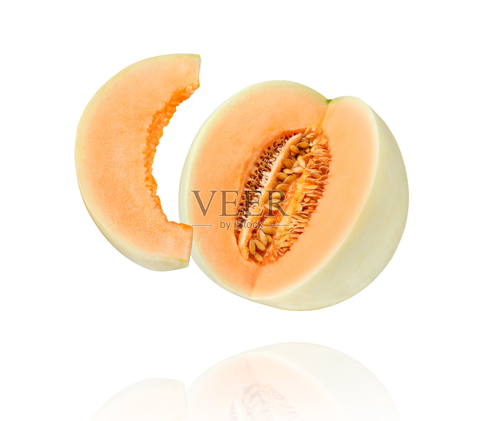 白色背景上的哈密瓜照片摄影图片