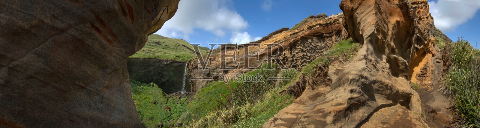 马努考海滩的全景风景。照片摄影图片
