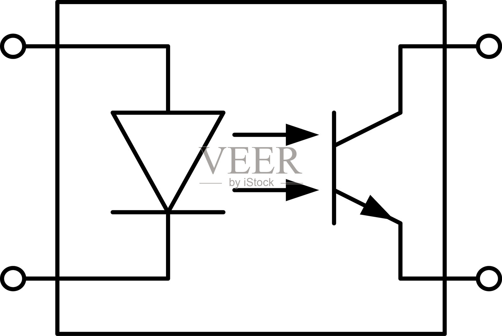 电子电路符号。电气元件在原理电路图中的图形符号。矢量图。插画图片素材