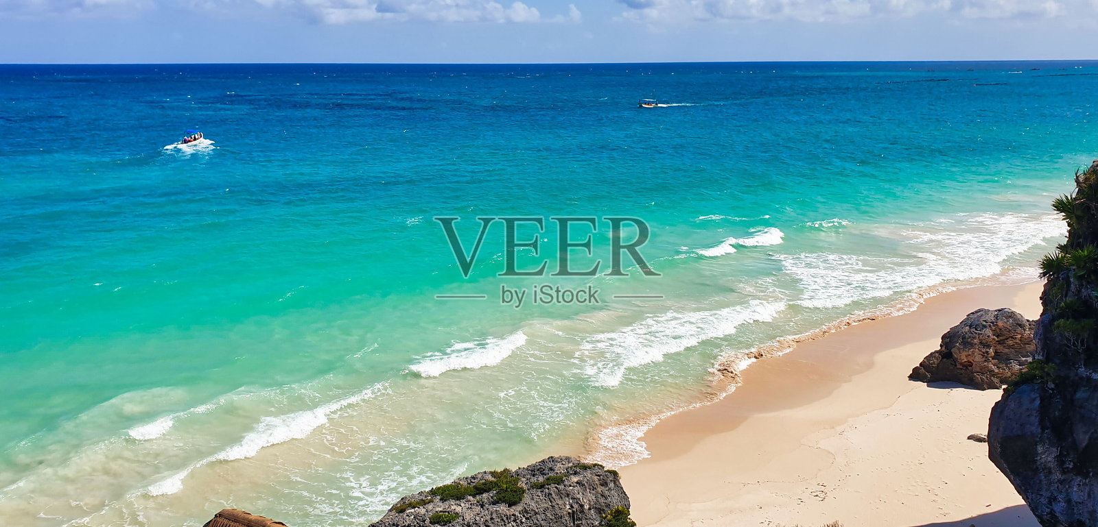 加勒比海景,图卢姆玛雅遗址,墨西哥照片摄影图片