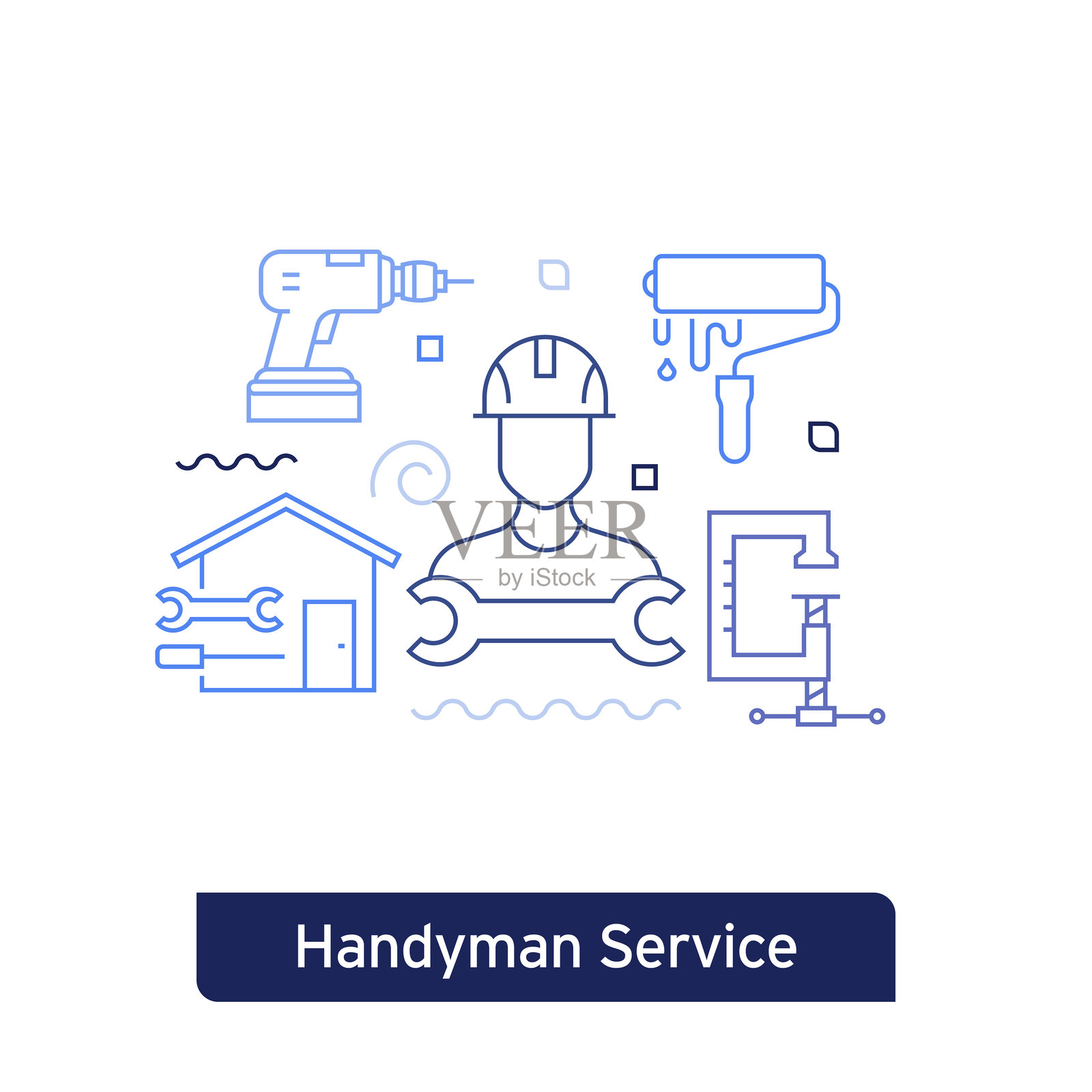 手工服务概念矢量插图。可编辑的线条矢量设计。插画图片素材