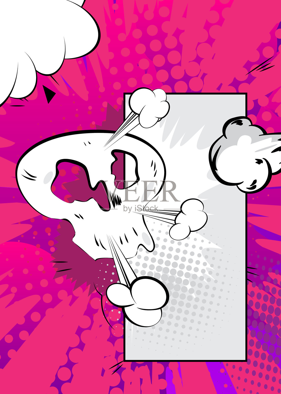 卡通紫色和白色背景,漫画书背景。复古矢量漫画波普艺术设计。插画图片素材