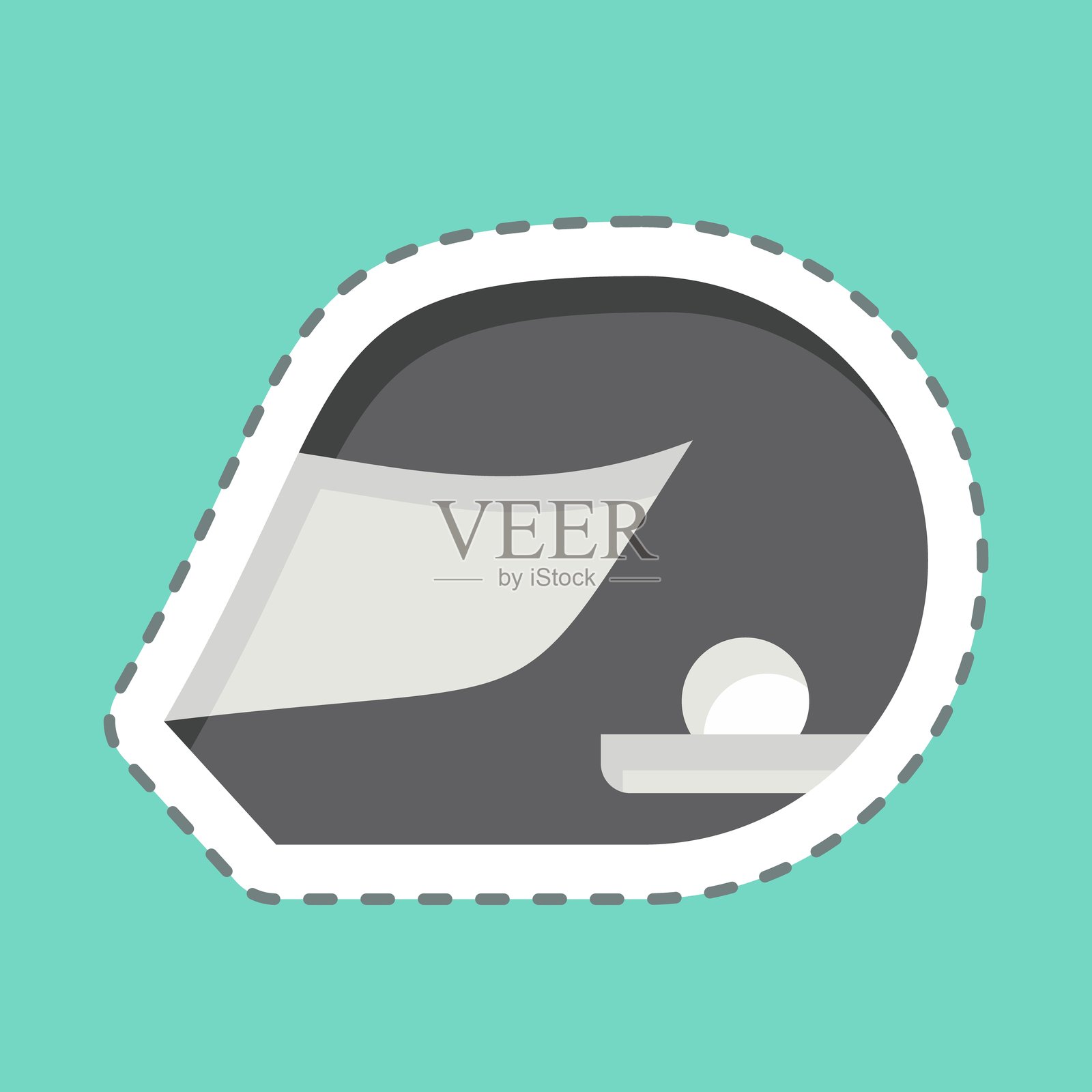 贴纸线条剪切头盔图标,相关于爱好符号,设计可编辑插画图片素材