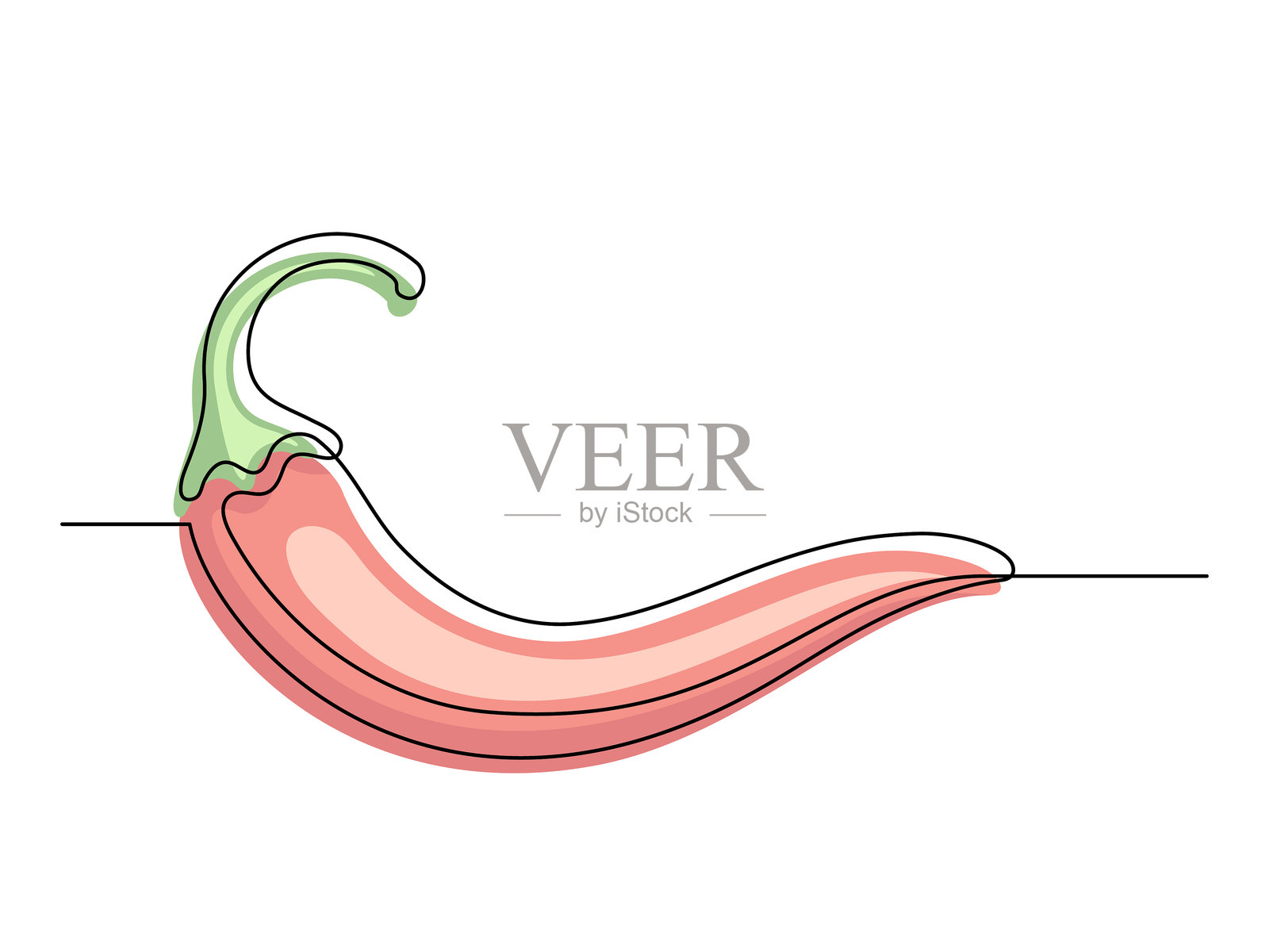 连续的一行红辣椒插画图片素材