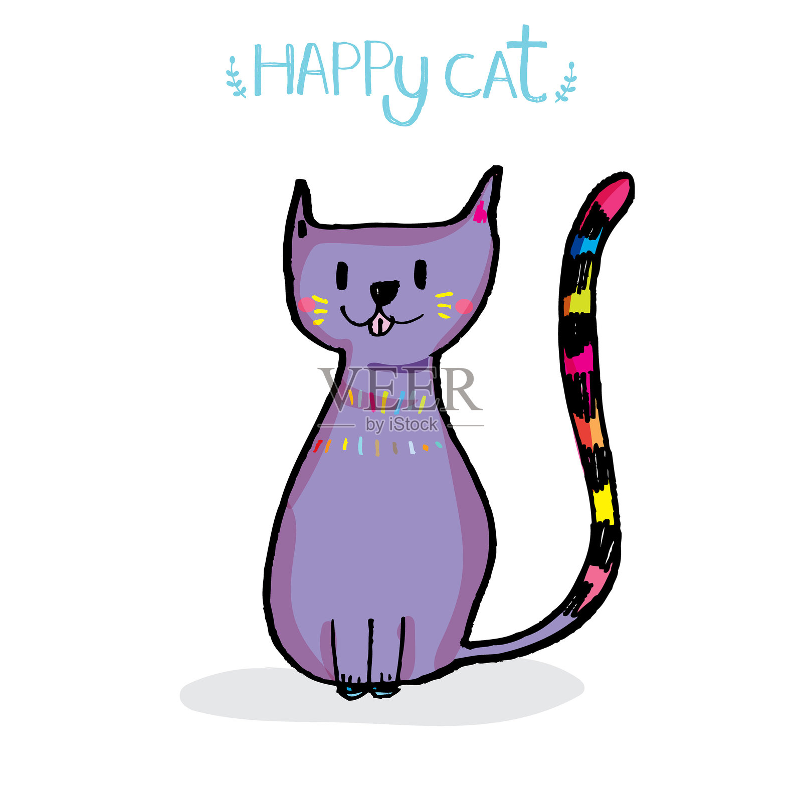 可爱的猫咪涂鸦矢量设计,手绘猫咪涂鸦卡通,猫咪矢量插图,可爱动物插画图片素材