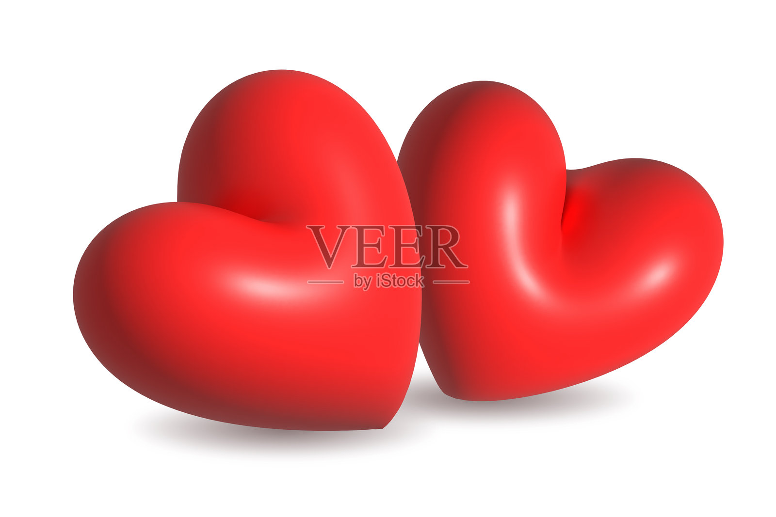 红色心形图标 3D 渲染插图。照片摄影图片