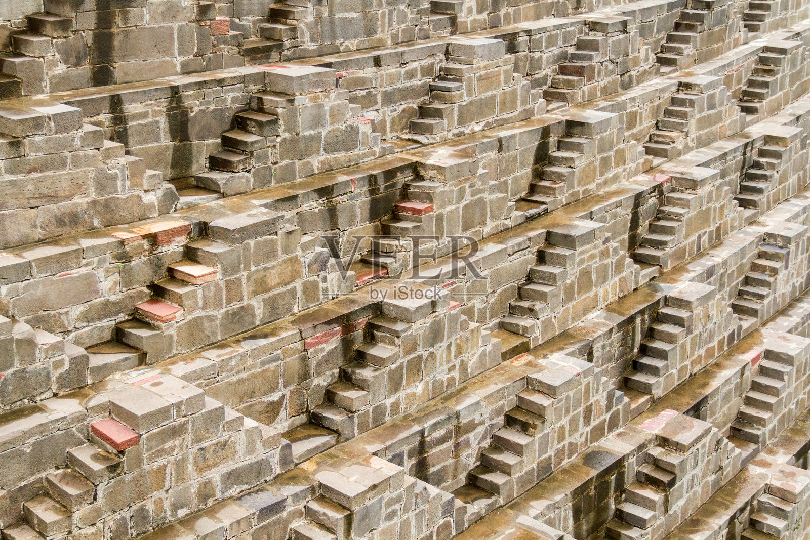 昌德巴里阶梯井的台阶特写照片摄影图片
