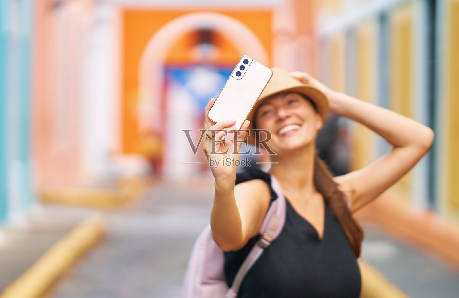 圣胡安的女性游客照片照片摄影图片