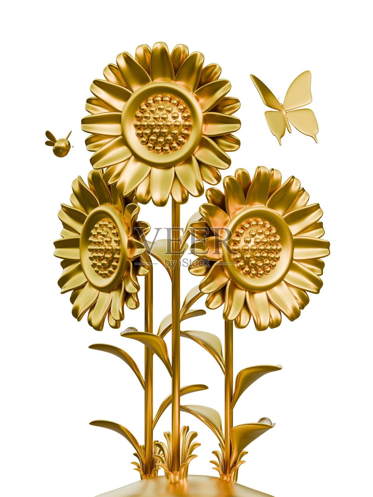 金色向日葵3D设计元素照片摄影图片