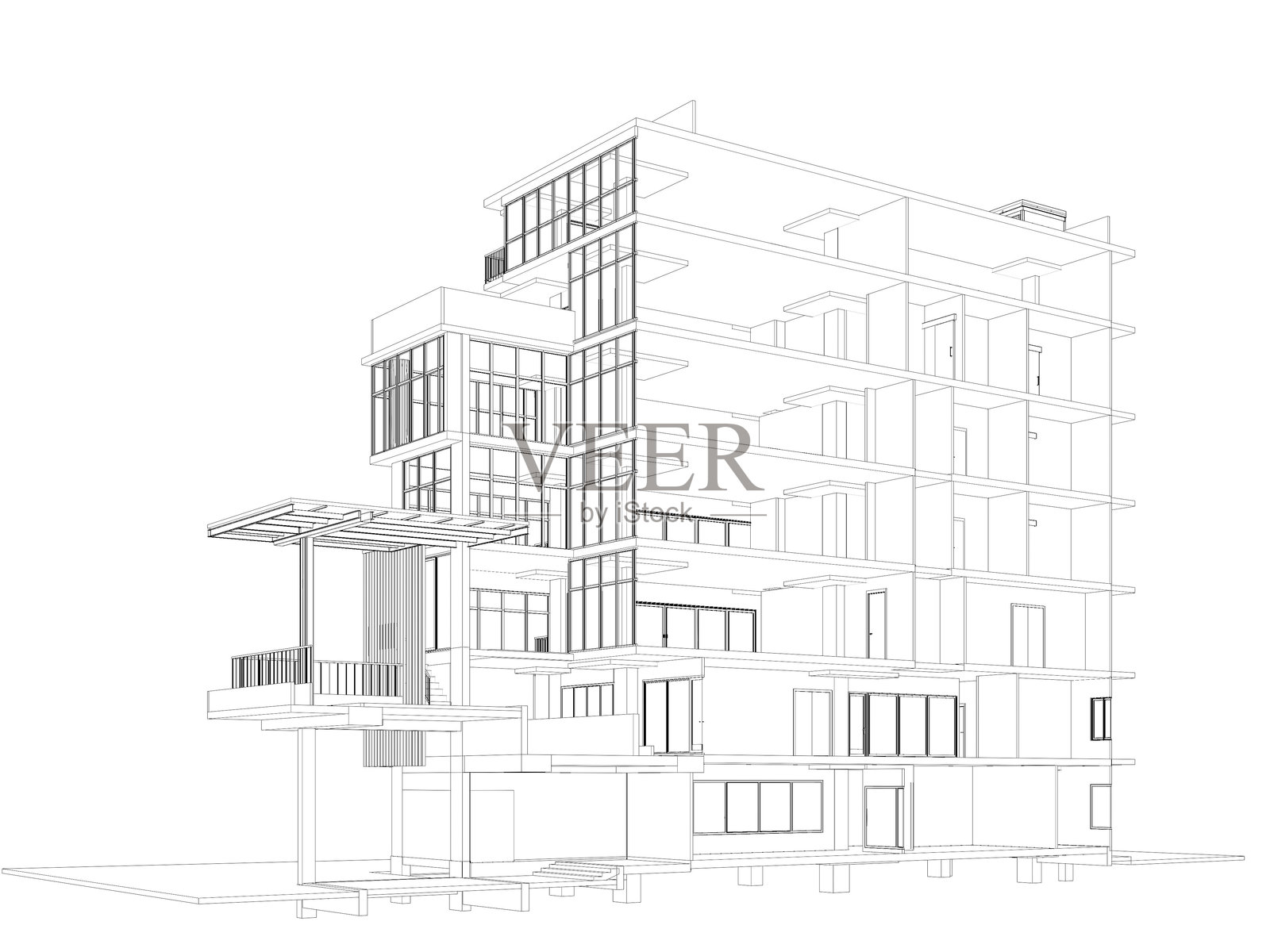 建筑结构的3D插图照片摄影图片
