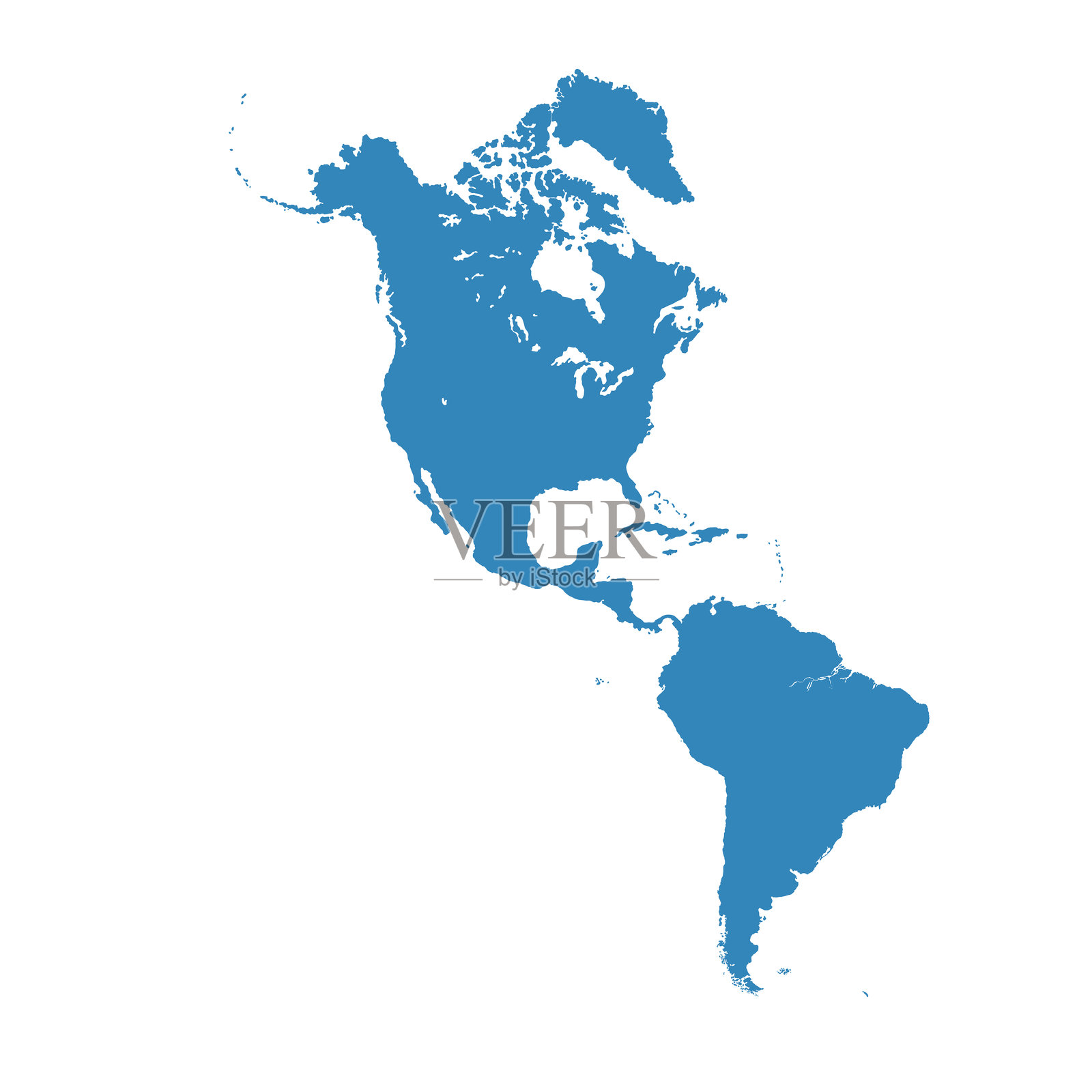 北美和南美地图,标志轮廓。世界地图地球仪。矢量插图,透明背景。美洲大陆插画图片素材