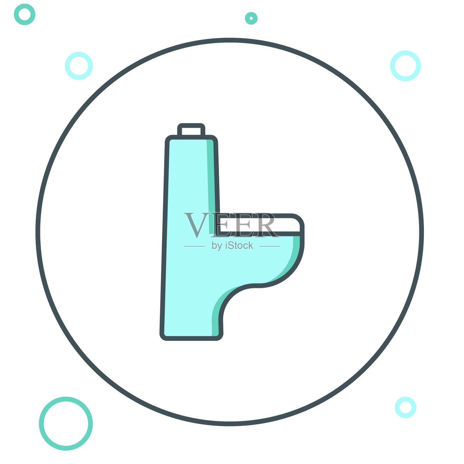 马桶图标,白色背景上的线条设计。彩色轮廓概念。插画图片素材