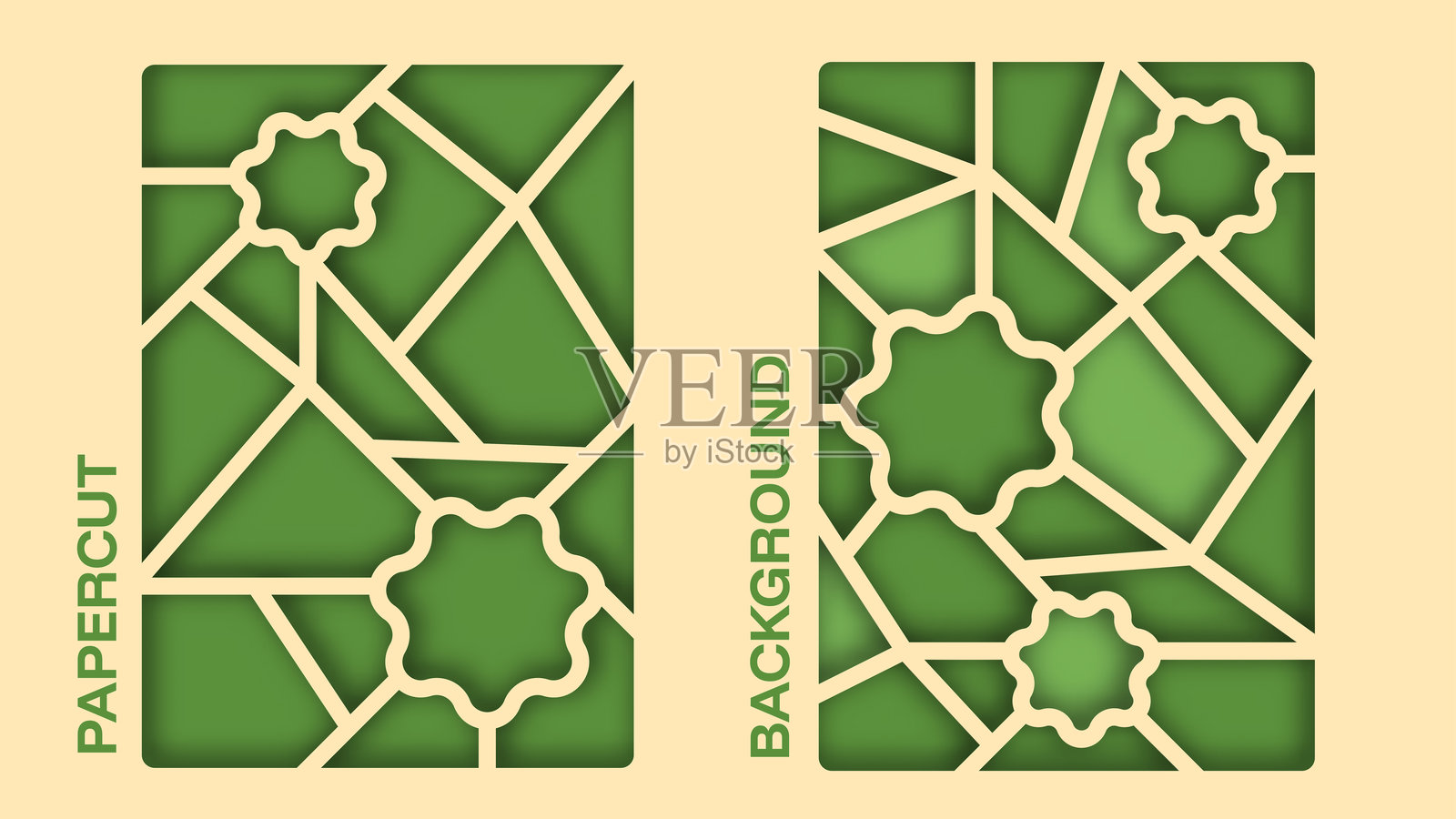 带有剪纸风格的宣传册模板布局,用于商业年度报告、传单设计和杂志模板插画图片素材