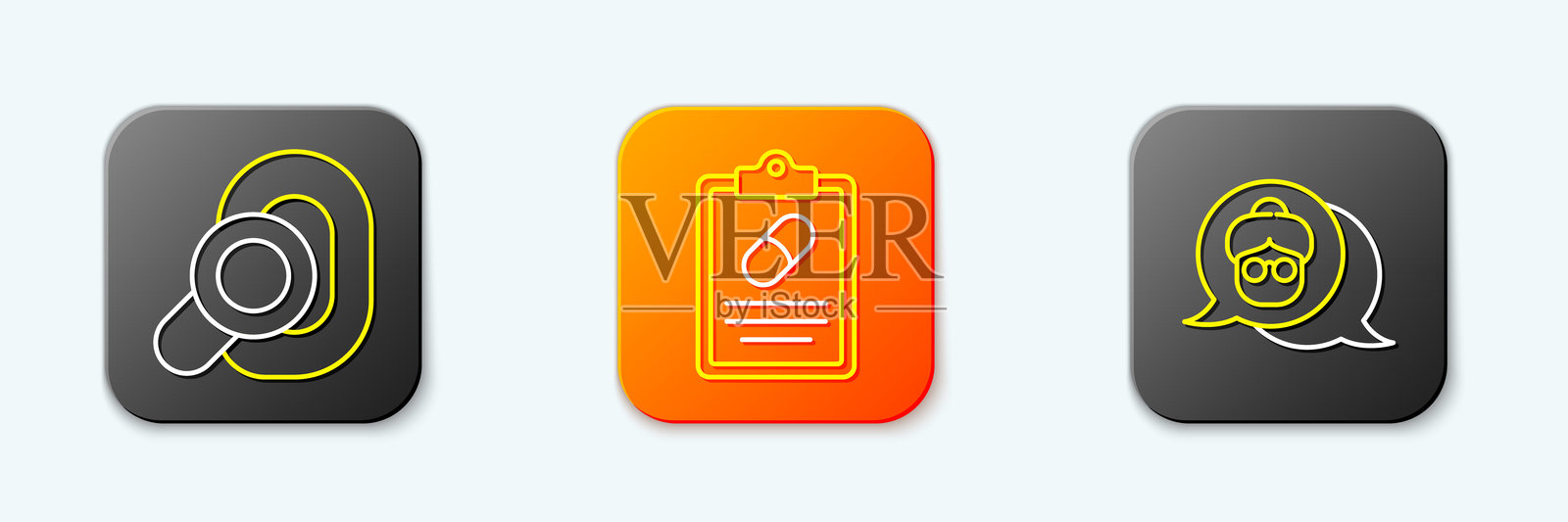 助听器、医疗处方和祖母图标。矢量图。插画图片素材