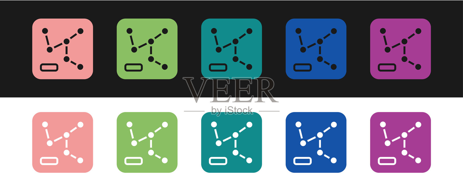 铁路地图图标,黑白背景。矢量图。插画图片素材