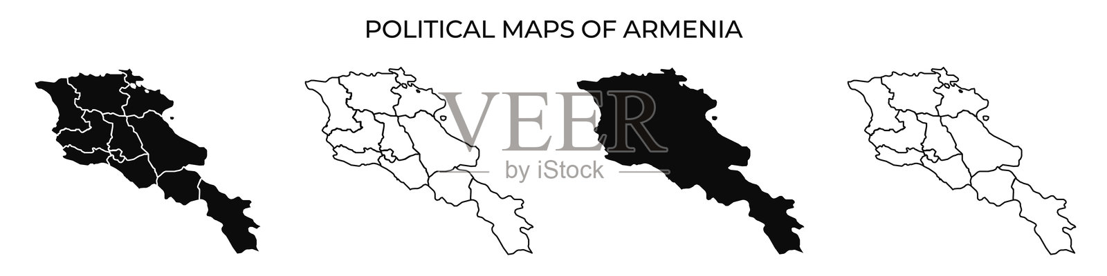 亚美尼亚的政治地图,展示了随时间变化的领土变迁插画图片素材