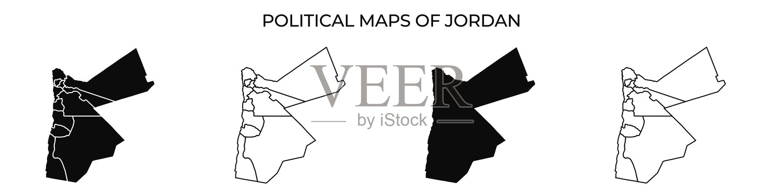 约旦的政治地图,展示领土变化和边界插画图片素材