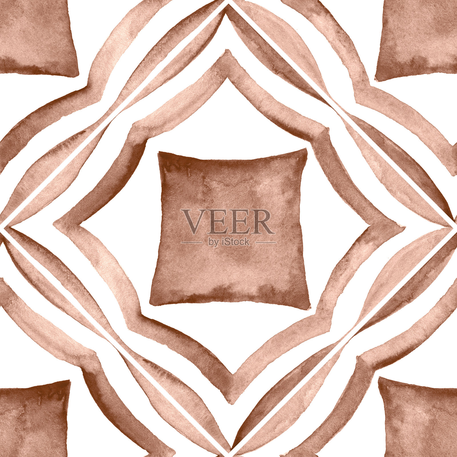 摩卡色调的水彩阿祖莱霍斯瓷砖插画图片素材