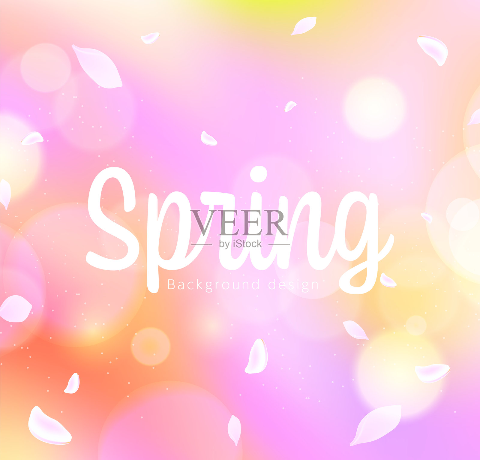 春天背景设计。美丽的花瓣背景插画图片素材