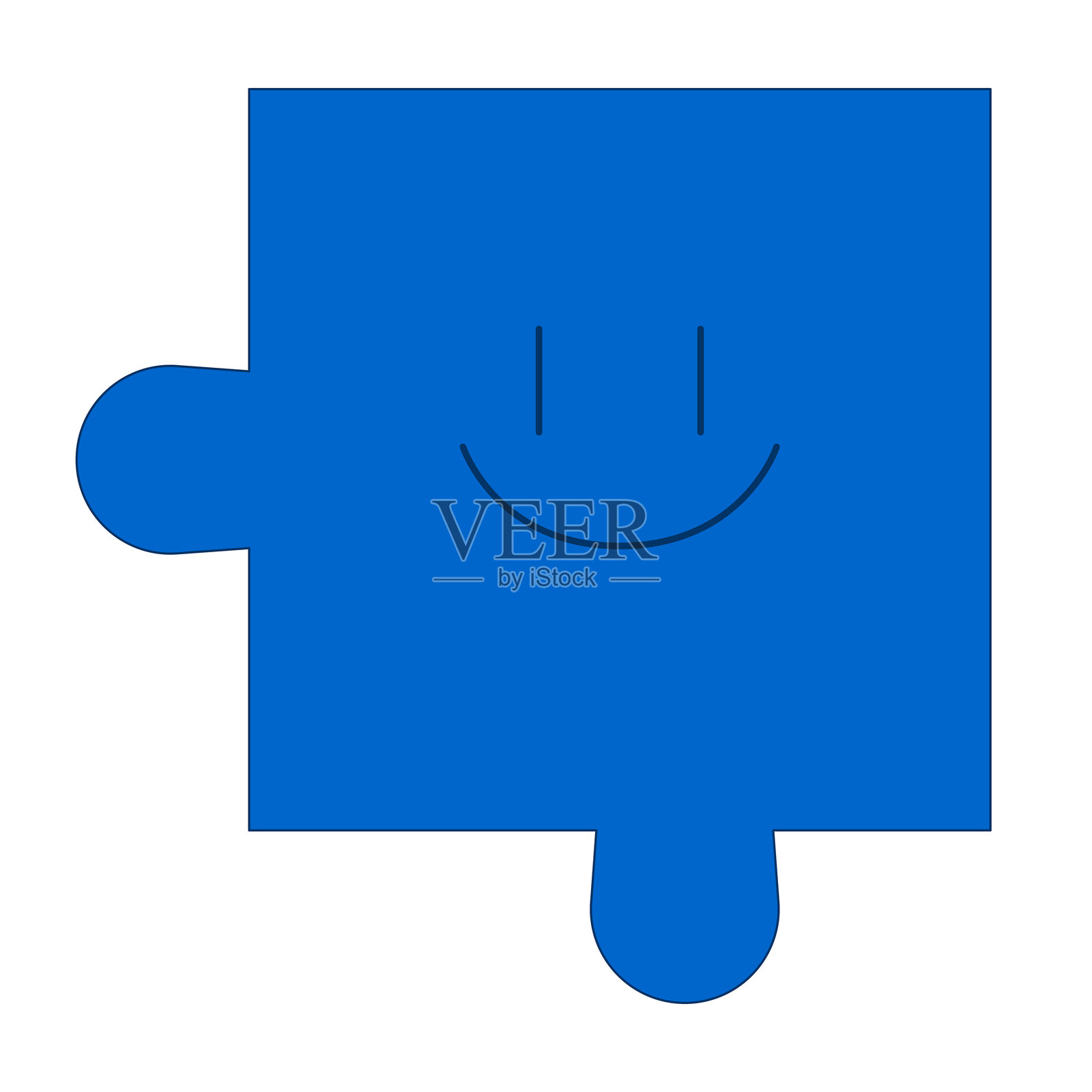 带有快乐面孔的拼图块 2D 卡通物体插画图片素材