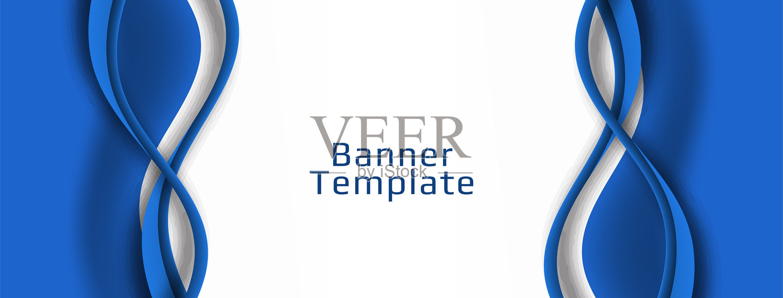 抽象蓝色波浪横幅模板插画图片素材