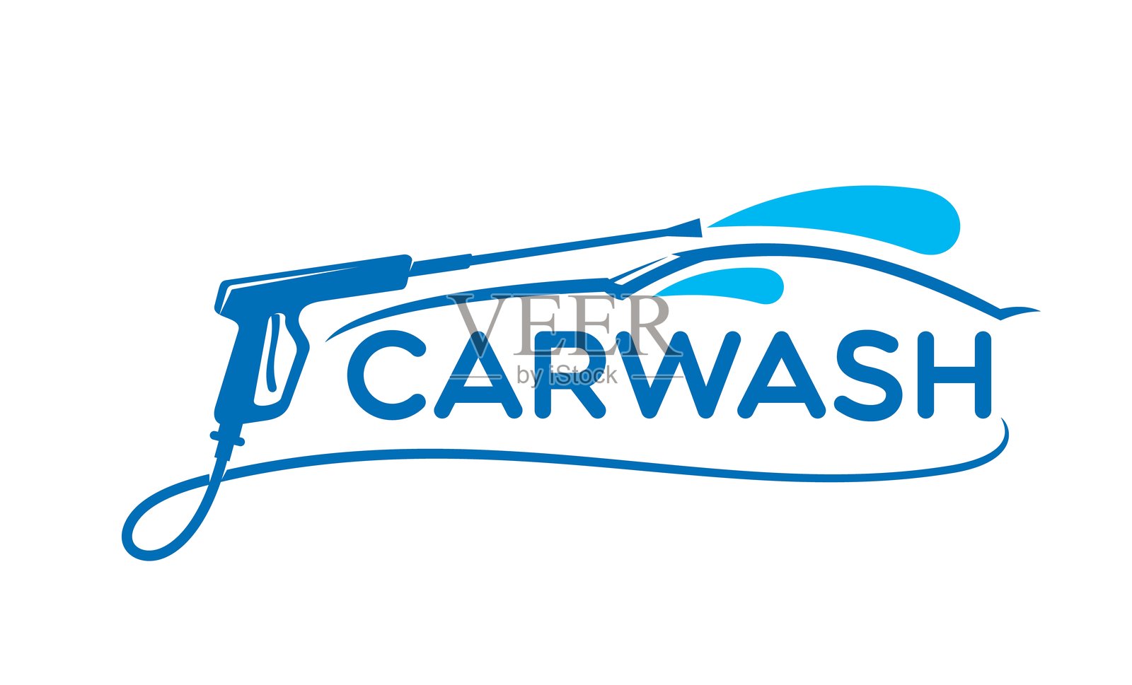 洗车服务图标,包含高压清洗机插画图片素材