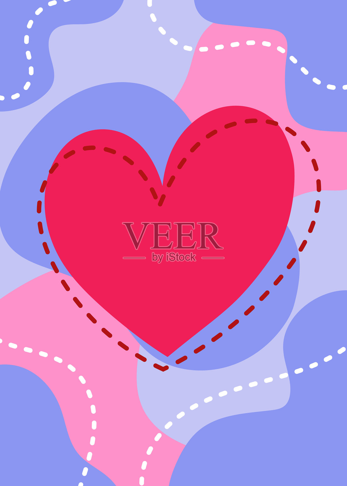 可爱的卡通风格心形背景。适用于情人节、母亲节和国际妇女节的抽象卡片设计。矢量插图。插画图片素材