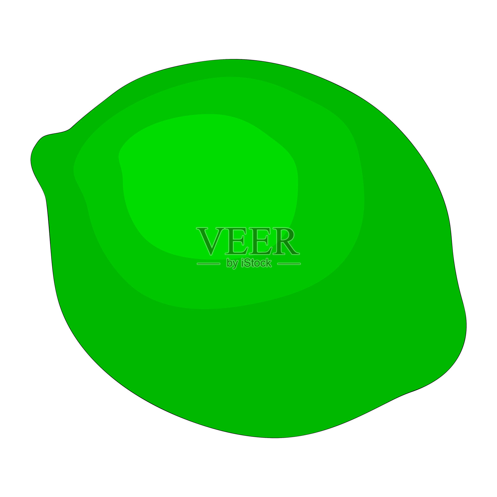 手绘的绿色完整青柠檬,孤立在白色背景上插画图片素材