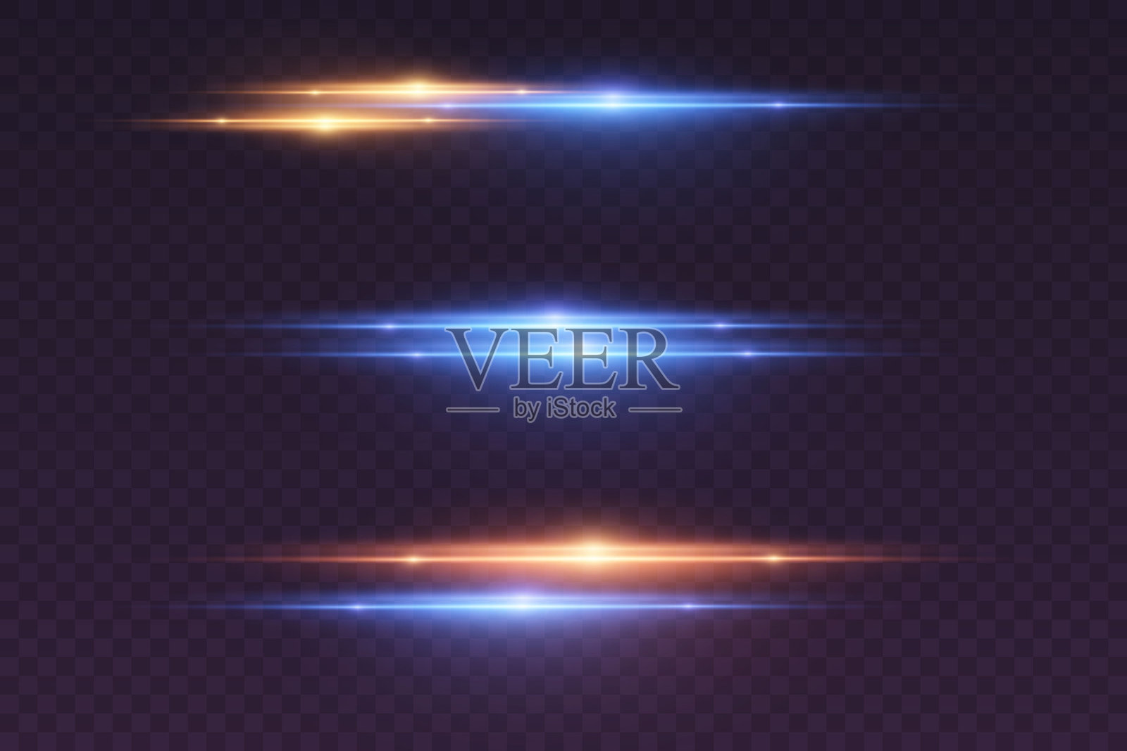 霓虹光晕集合,激光线效果。插画图片素材