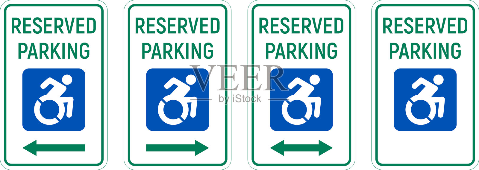 残疾人专用停车标志。轮椅坡道通行标志符号矢量图。插画图片素材