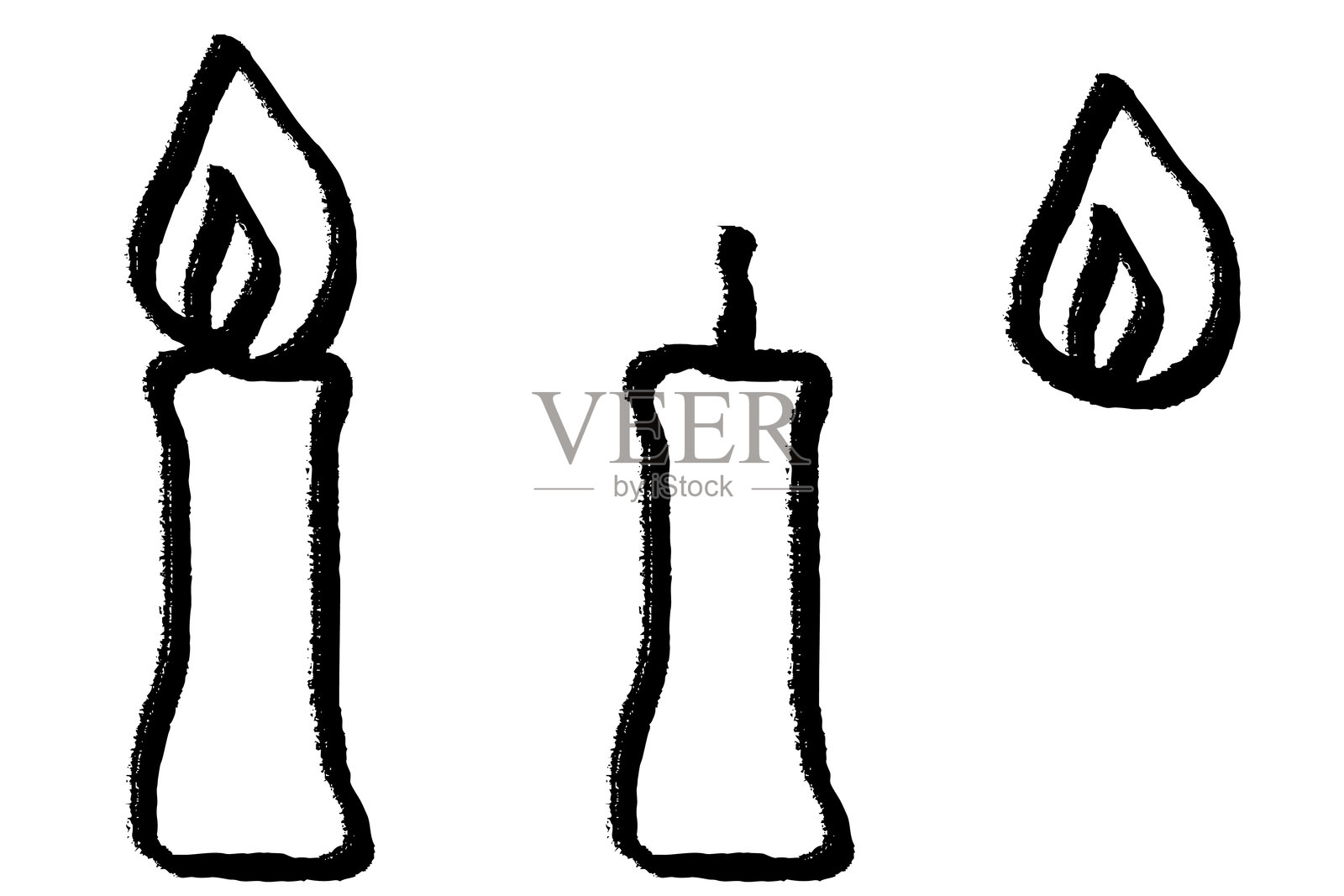 手绘蜡烛插图集,带有刷子触感插画图片素材