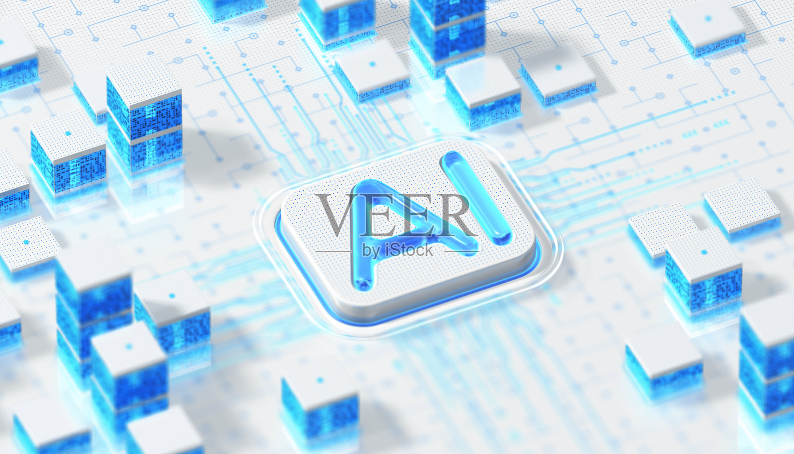 按下按钮获取人工智能帮助。机器学习概念照片摄影图片